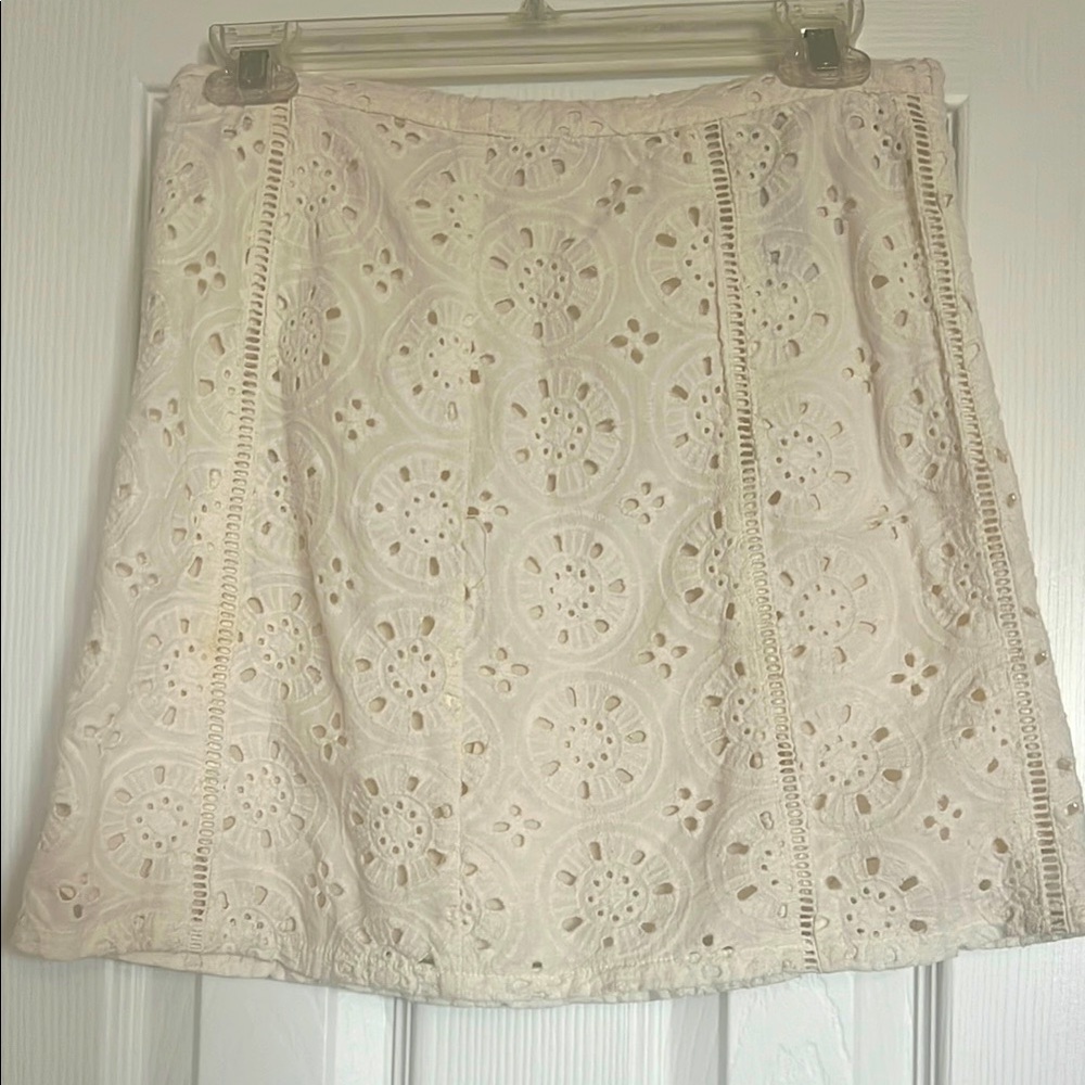 Hollister Cream A-Line Eyelet Mini Skirt